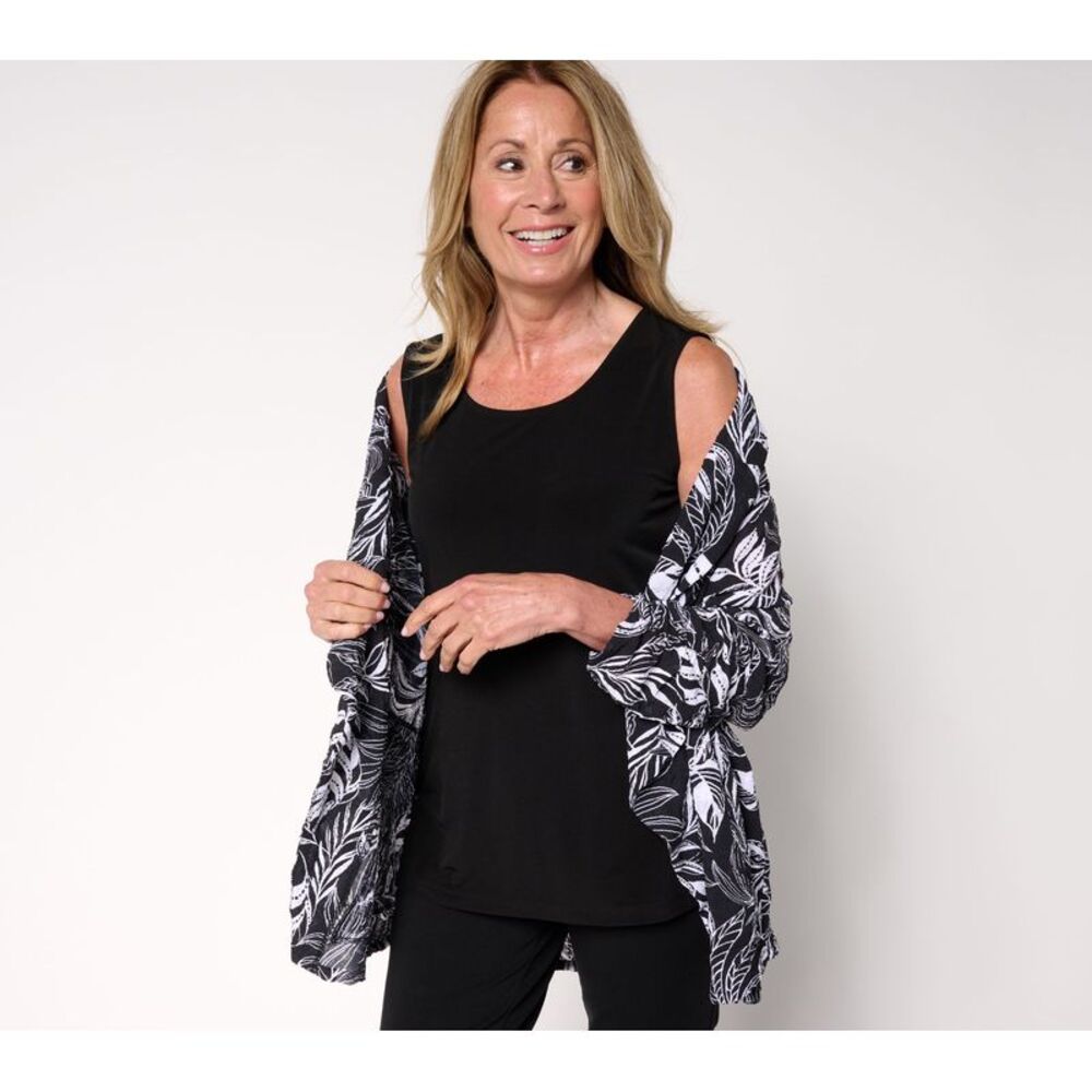 Susan Graver Women's Top Petite Sweater PM Textured Woven Multi-colored